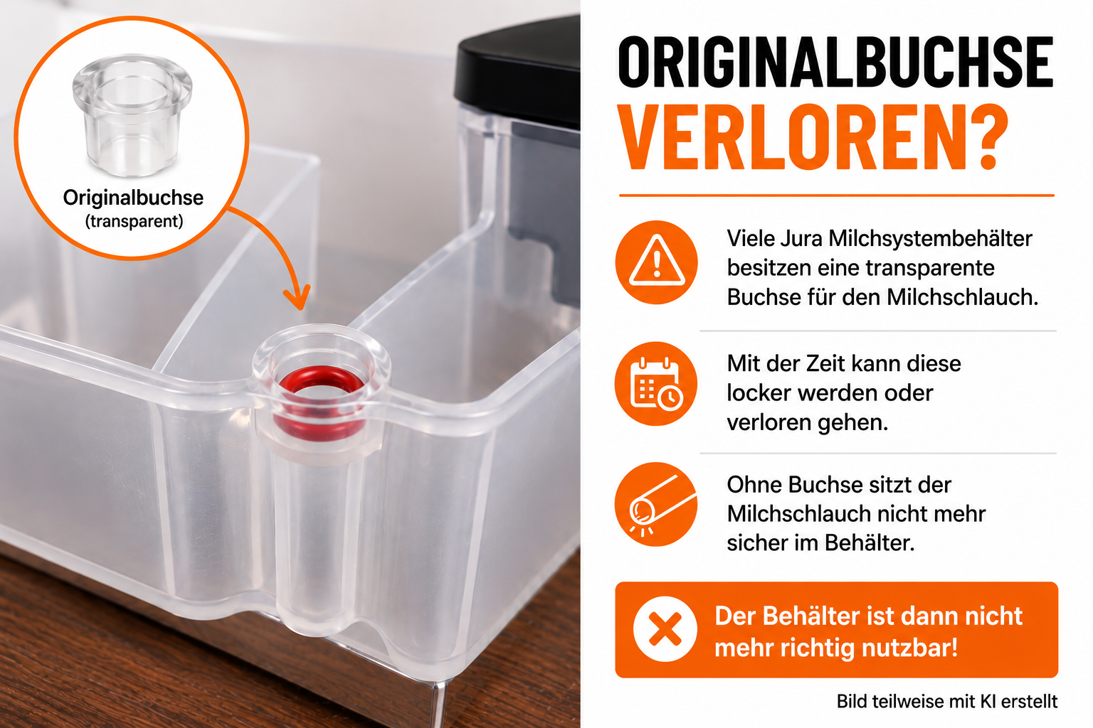 JOTACA Ersatzbuchse inkl. O-Ring passend für Jura Milchsystem-Reinigungsbehälter