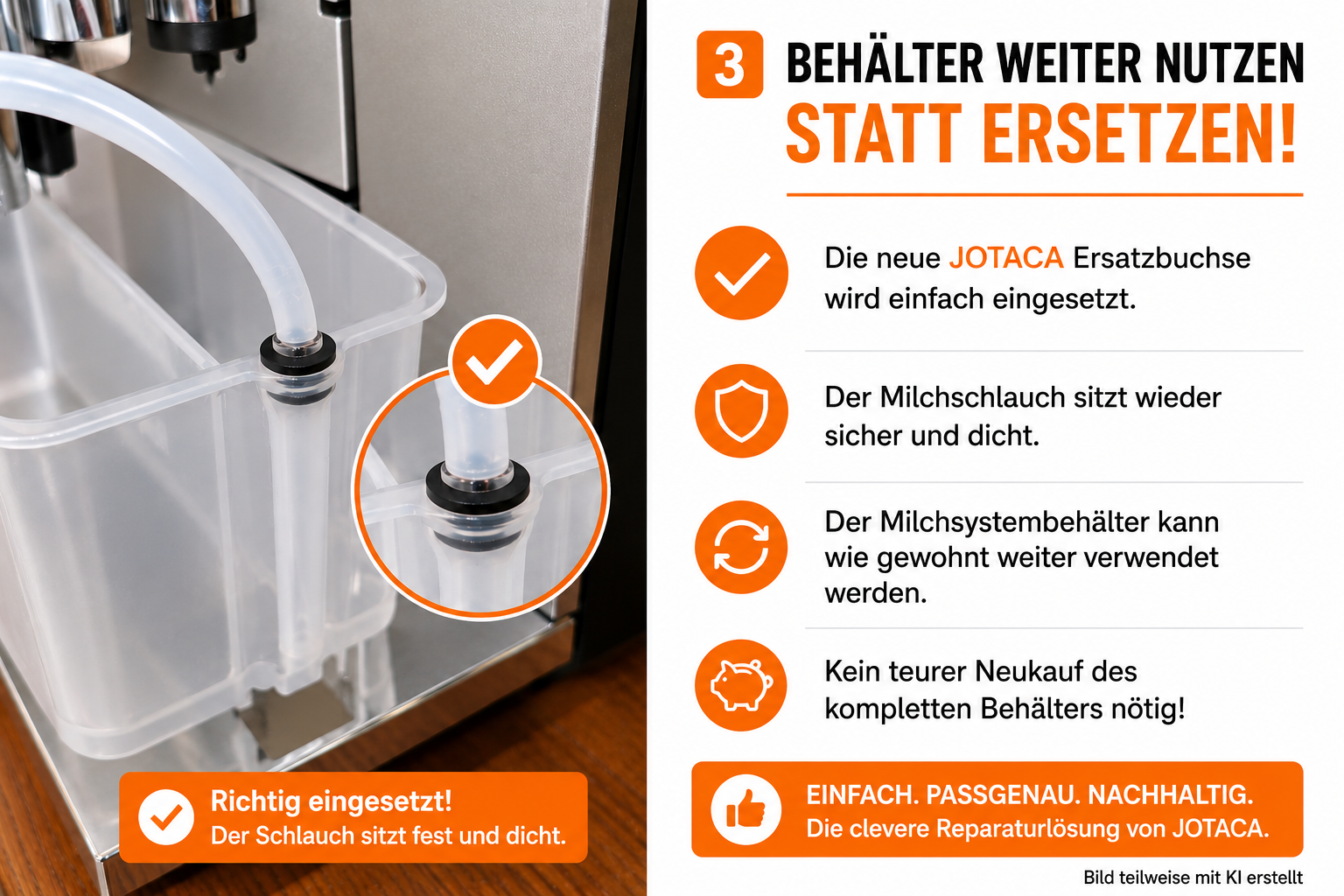 JOTACA Ersatzbuchse inkl. O-Ring passend für Jura Milchsystem-Reinigungsbehälter