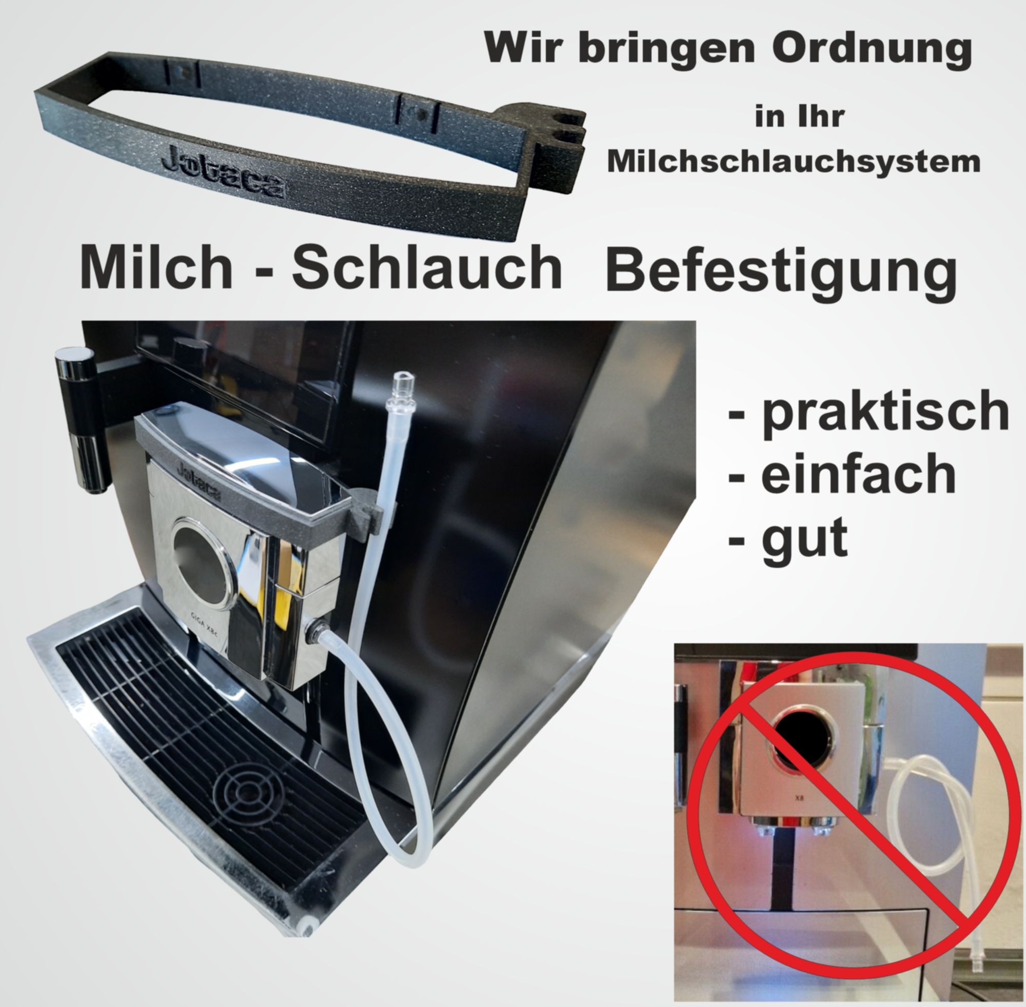 Jotaca Milchschlauchhalter Befestigung passend Jura Kaffeevollautomat X3 X8